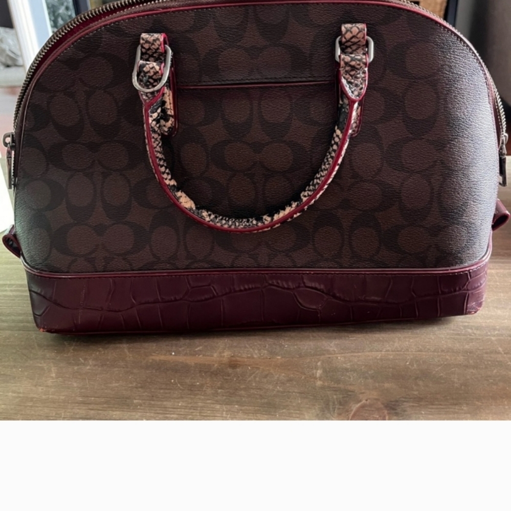 Coach Brown and Burgundy Dome Handbag ๐ - Picture 4 of 4